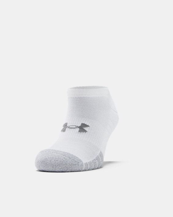 Adult HeatGear® No Show Socks 3-Pack, White, pdpMainDesktop image number 1